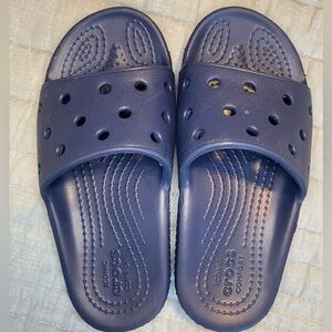 Crocs slide sandals, navy, size 11